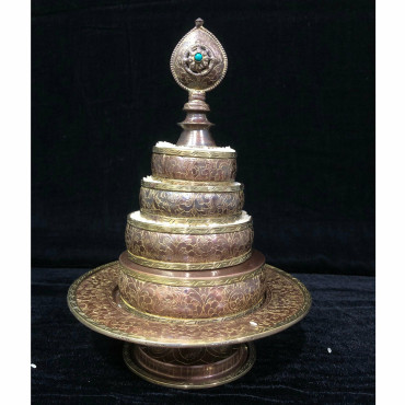 Hand Made Copper Tibetan Buddhist Ritual Offering Mandala Set