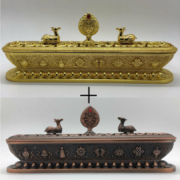 2 Set of Tibetan Incense Burner, Handmade Eight Auspicious Symbols carved Tibetan Incense Burner, Buddhist incense Holder