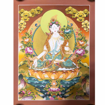 Blessed Best Quality White Tara Thangka, Bodhisattva of longivity