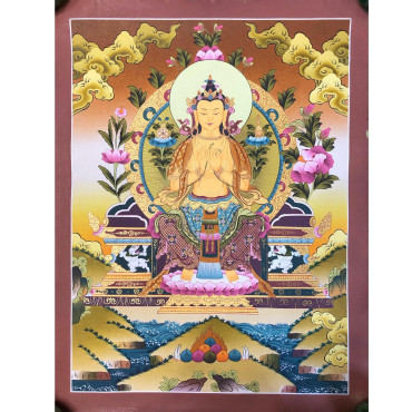 Master Quality 24k Maitreya buddha, Handmade Sacred Thangka Painting for Meditation, Tibetan Wall Decoration Painting
