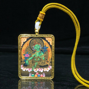 Blessed Green Tara Pendant, Dhola Amulet for Protection and Compassion