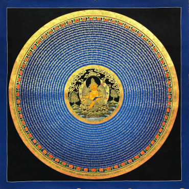 Large Size Dzambala Mantra Mandala, Money God Mandala, Kubera Thanka Art