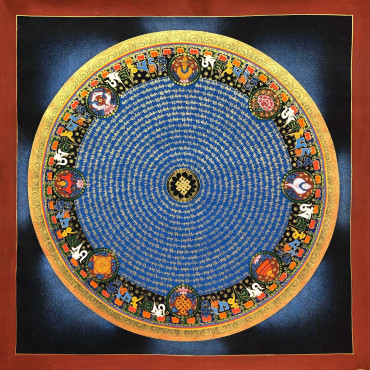 Auspicious Mantra Mandala Thanka, Om Mani Padme Hum Mandala Thangka, Bleessed Mandala Thanka
