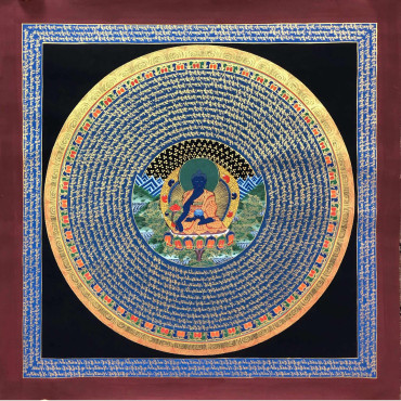 Medicine Buddha Mandala, Healing Buddha Mantra Mandala Thangka