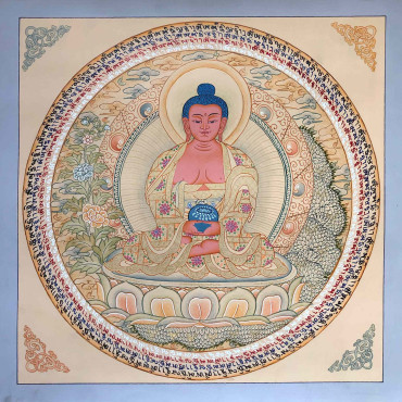 24k Gold Best Quality Amitabha Buddha Mantra Mandala Thangka