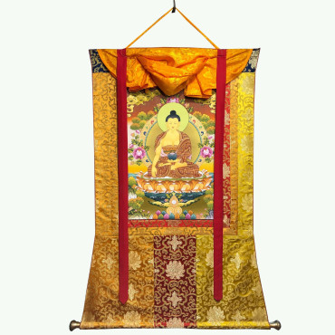 Master Quality 24K Gold Silk Brocade Shakyamuni Buddha