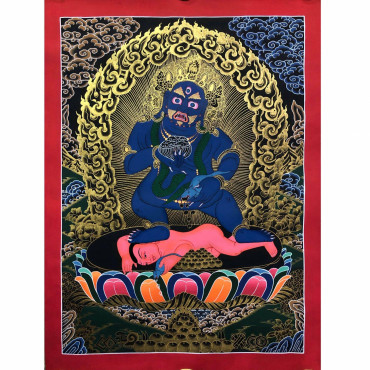 Black Dzambala Thangka Painting