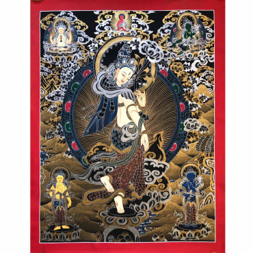 Dancing White Tara Thangka, Bodhisattva of Longivity