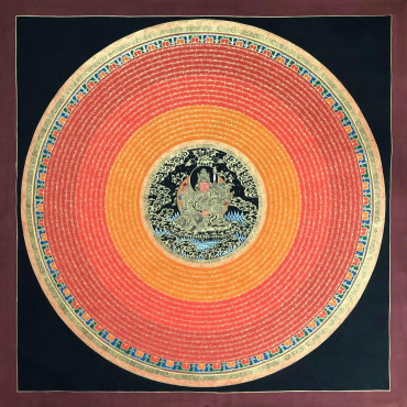 Guru Rinpoche Matra Mandala Thangka, Rare Genuine Hand Painted Tibetan thangka, thanka Gold leaf Painting