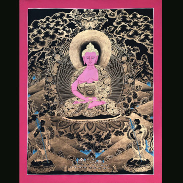 Amitabha Buddha Thangka Painting, Handmade Sacred Thangka Painting for Meditation and Good Luck to house