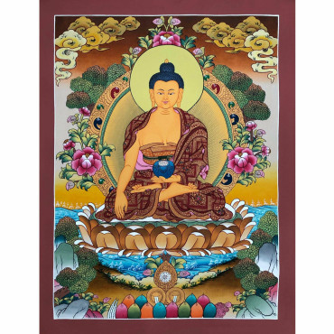 Master Quality 24k Gold Shakyamuni Buddha Thangka Painting