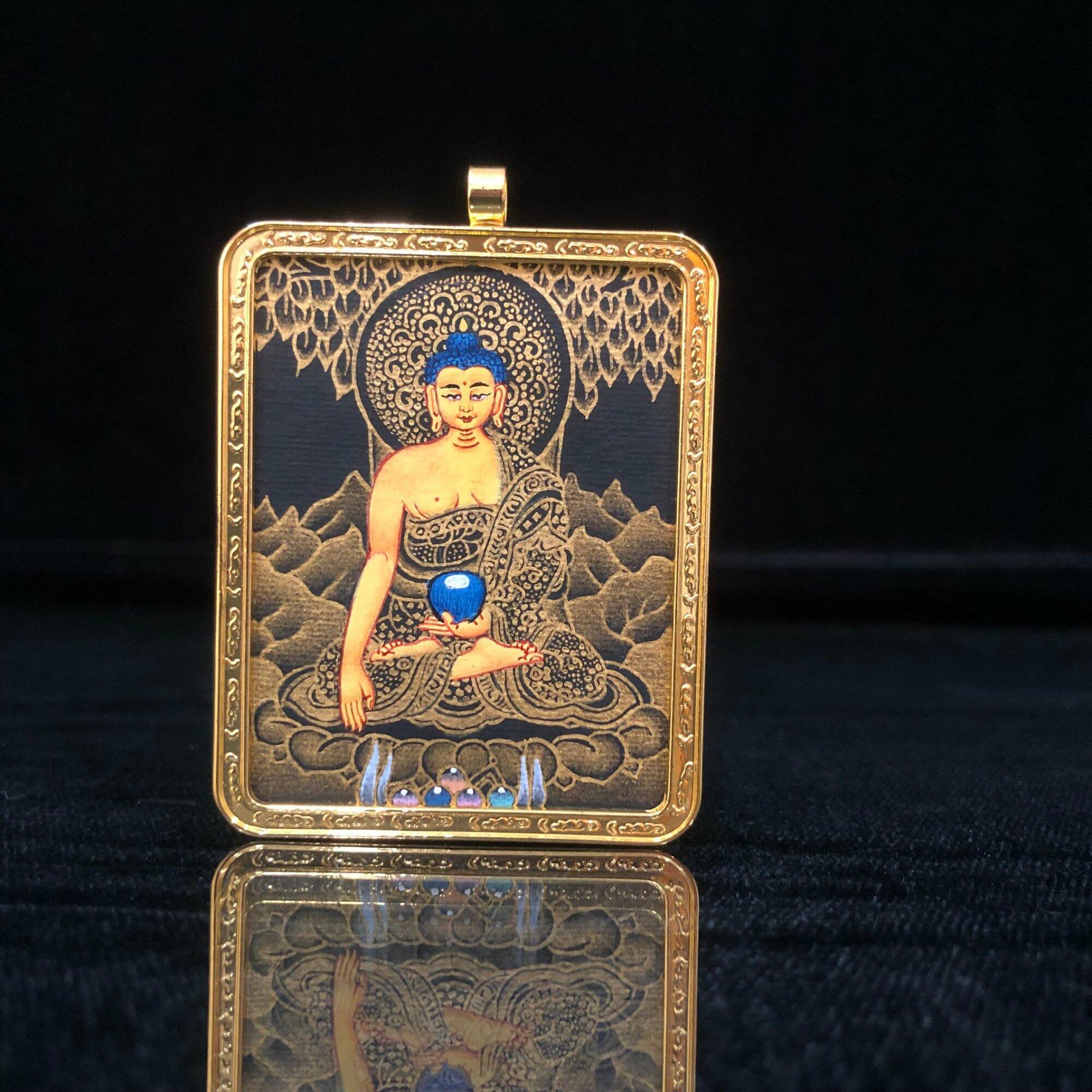24k Gold Lama Blessed Buddha Pendant, Handmade Buddha Amulet, – Hasta Arts