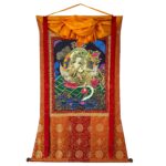 Silk Brocade Mounted Saraswati Thangka Painting