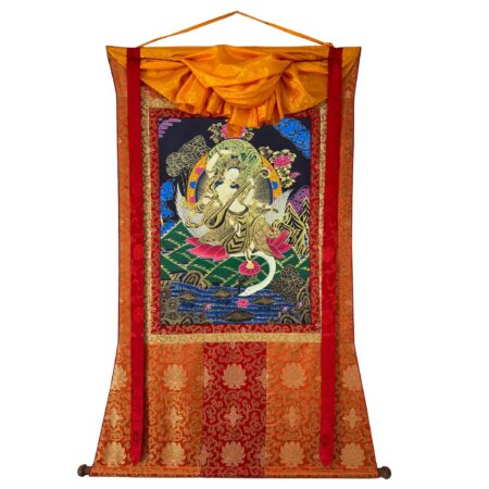 Silk Brocade Mounted Saraswati Thangka Painting