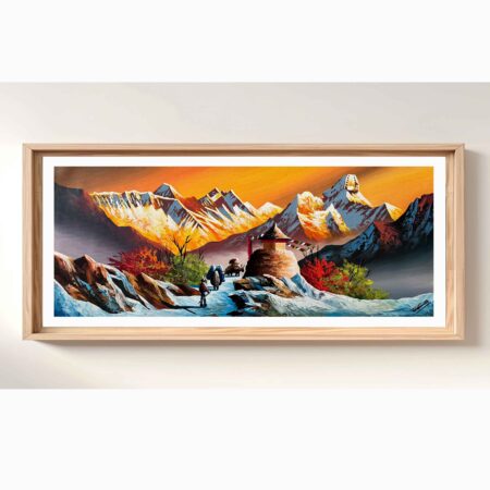 Mount Everest and Ama Dablam Acrylic Painting