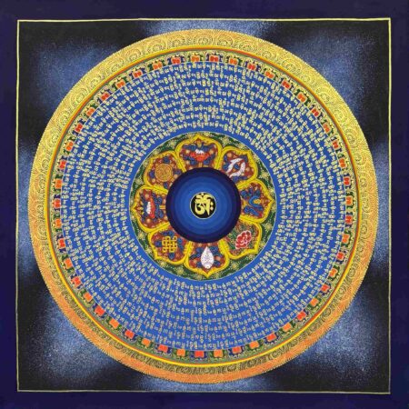 Mantra Mandala Thangka Painting, Om Mani Padme Hum Mandala Thangka