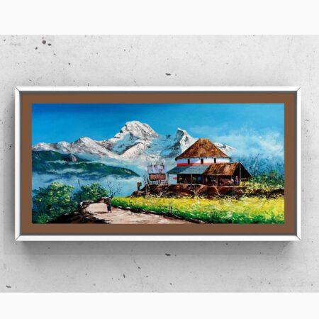 Nepali Village Scene Acrylic Painting