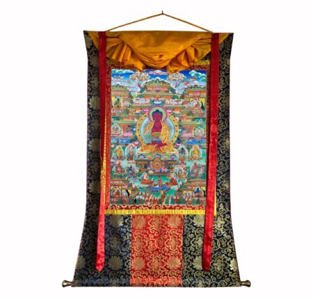 Silk Brocade Mounted Pureland Thangka Painting