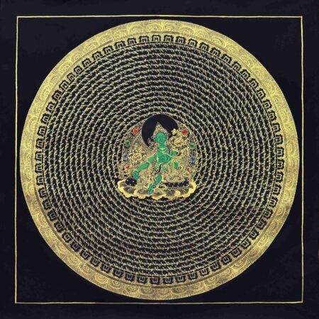 Green Tara Mantra Mandala Thangka
