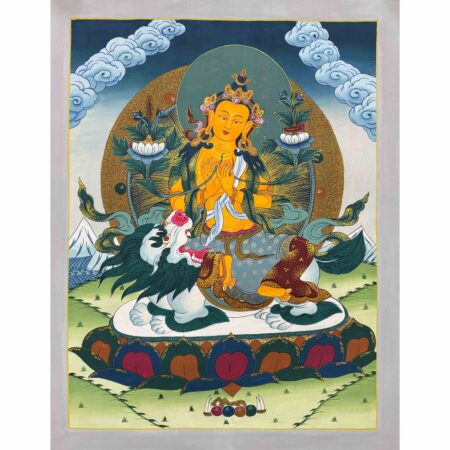 Lion Manjushree Thangka Painting