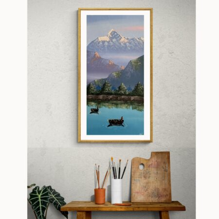 Acrylic Painting Fewa Lake and Mount Fishtail