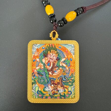 Hand Painted White Mahakala Pendant