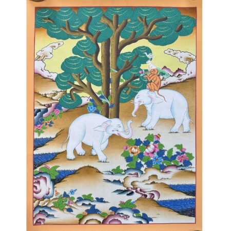 Four Harmonious Friends Thangka