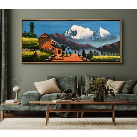 Mount Annapurna &  Village Painting