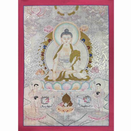 Carved Silver Shakyamuni Buddha Thangka