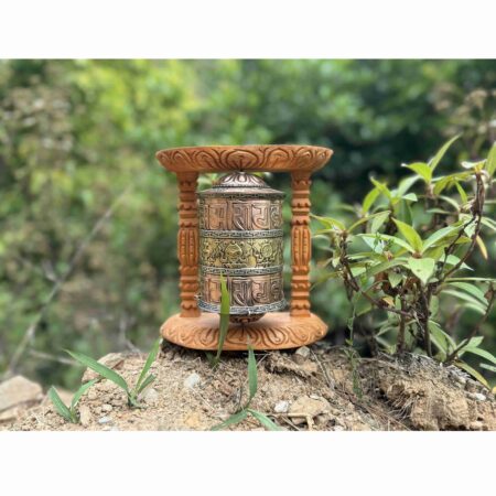 Om Mani Padme Hum Carved Prayer Wheel